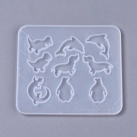 Silicone Molds, Resin Casting Molds, For UV Resin, Epoxy Resin Jewelry Making, Mixed Shapes, Dolphin & Dinosaur & Dog & Penguin & 
Chameleon