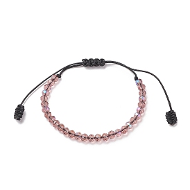 Transparent Glass Braided Bead Bracelet, Adjustable Bracelet for Women
