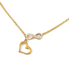 Iron & Alloy & 304 Stainless Steel Pendant Necklaces, Cable Chains, Heart & Infinity