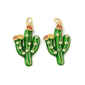 Кулоны с эмалью из латуни с прозрачным кубическим цирконием, кактус, с целью перехода в кольце