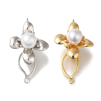 Laiton replier fermoirs, sans cadmium et sans nickel et sans plomb, Perles de nacre en plastique ABS, feuille