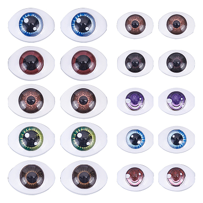 20Pcs 10 Styles Plastic Doll Craft Eye, for DIY Sewing Craft Dolls Stuffed Toys, Oval
