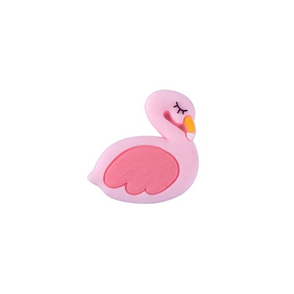 10 pcs perles de silicone flamant rose de bande dessinée