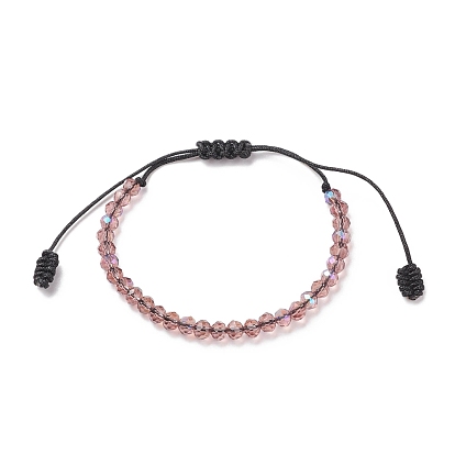 Transparent Glass Braided Bead Bracelet, Adjustable Bracelet for Women