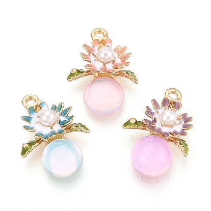Подвески из эмали, АБС-пластика, искусственного жемчуга и стекла с гальваническим покрытием., , золотые, без кадмия, без никеля и без свинца