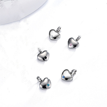 Подвески для флаконов духов из нержавеющей стали со стразами, цвет нержавеющей стали, шарма сердца