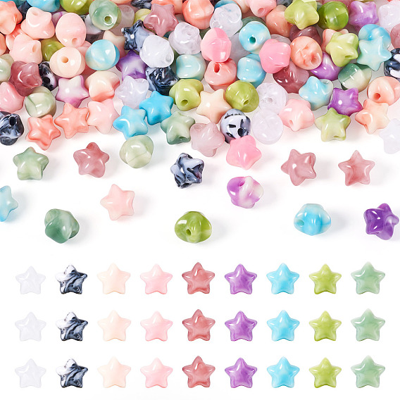 200 непрозрачные акриловые бусины, имитация драгоценных камней, звезда