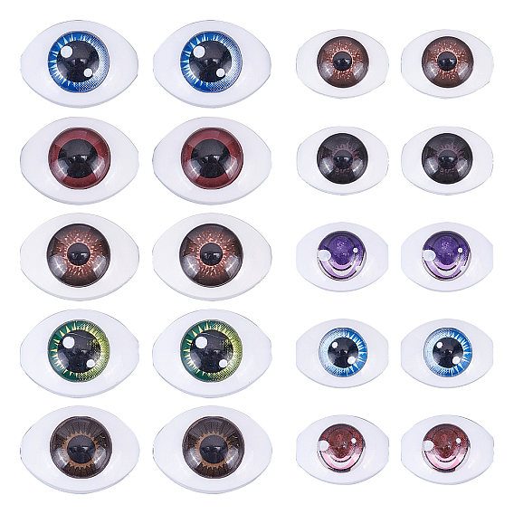 20Pcs 10 Styles Plastic Doll Craft Eye, for DIY Sewing Craft Dolls Stuffed Toys, Oval