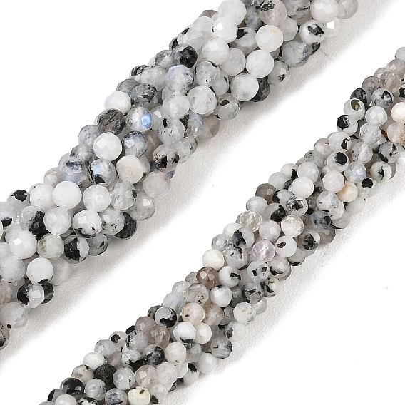 Бусины из натурального радужного лунного камня, круглые, граненые