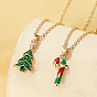 Рождественские ожерелья с подвесками из эмалевого сплава для женщин, золотые