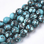 Assembled Synthetic Imperial Jasper and Natural Pyrite Beads Strands, Dyed, Round