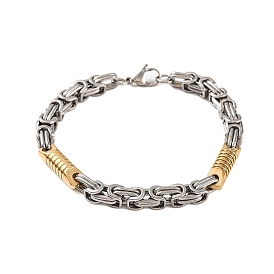 304 Stainless Steel Column Byzantine Chain Bracelets, with 201 Stainless Steeel Findings