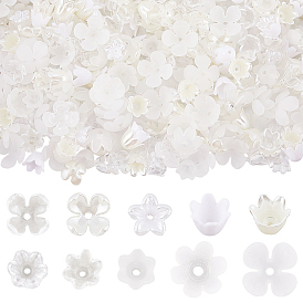 600 шт. 10 стили АБС-пластиковые колпачки для бусин с имитацией жемчуга и акрила, цветок