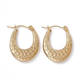 201 овальные толстые серьги-кольца с текстурой из нержавеющей стали с 304 булавками из нержавеющей стали для женщин