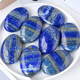 Natural Lapis Lazuli Palm Stones, Flat Round Healing Stone, Massage Tools