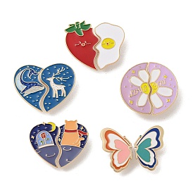 Valentine's Day Couple Alloy Brooches, Split Enamel Pins