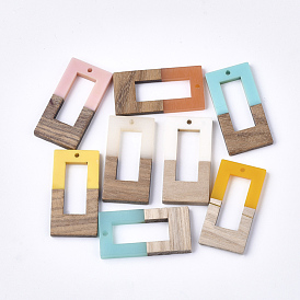 Подвески из смолы и ореха, прямоугольные