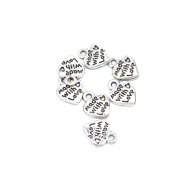 Valentine's Day Theme, Tibetan Style Alloy Charms, Heart with Word Made with Love