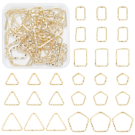 36Pcs 9 Style Alloy Pendants, Triangle & Pentagon & Rectangle Ring