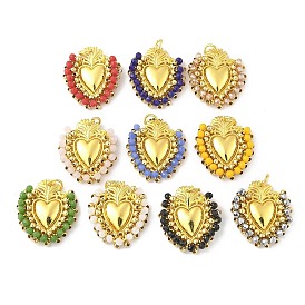 Сплав стекла подвески, сердце, с петлей, долговечный, без кадмия и без свинца, стойки покрытие, реальный 18 k позолоченный