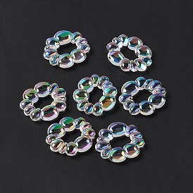 Transparent Acrylic Linking Rings, Flower, AB Color Plated