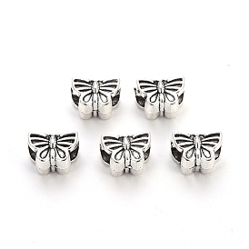 Tibetan Style Alloy European Beads, Large Hole Beads, Cadmium Free & Lead Free, Butterfly