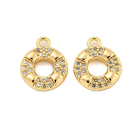 Brass Micro Pave Clear Cubic Zirconia Charms, Swim Ring Charms