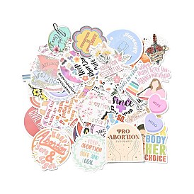 50Pcs 50 Styles Maintain Feminist Graffiti  Paper Stickers Set, Self Adhesive Decals, for Water Bottles, Laptop, Luggage, Cup, Computer, Mobile Phone, Skateboard, Guitar