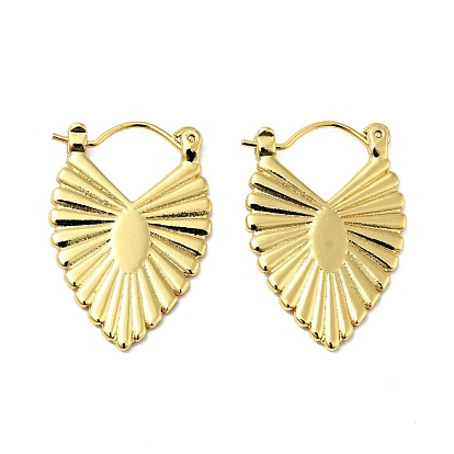 Brass Chunky Heart Hoop Earrings for Women, Lead Free & Cadmium Free