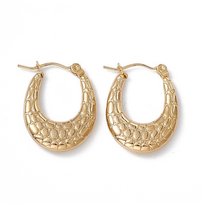 201 овальные толстые серьги-кольца с текстурой из нержавеющей стали с 304 булавками из нержавеющей стали для женщин