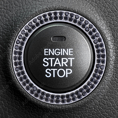 2шт. самоклеящиеся автомобильные наклейки из цинкового сплава со стразами, блестящие наклейки на ручку кнопки зажигания с кнопкой запуска двигателя, украшения для авто своими руками