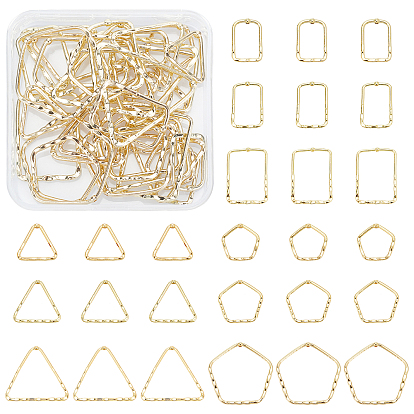 36Pcs 9 Style Alloy Pendants, Triangle & Pentagon & Rectangle Ring