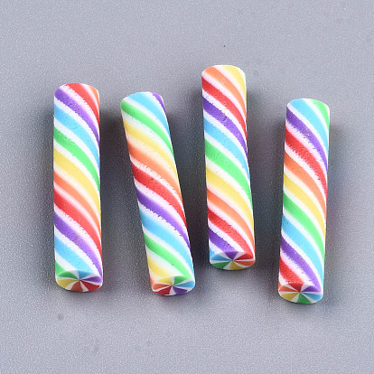Handmade Polymer Clay Canes, for Christmas, No Hole, Column