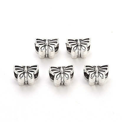 Tibetan Style Alloy European Beads, Large Hole Beads, Cadmium Free & Lead Free, Butterfly