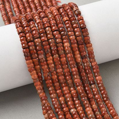 Натуральные красные яшмы бусы пряди, граненые, шайба