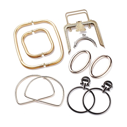(Defective Closeout Sale: Scratch) Alloy & Iron Metal Bag Handles, for Purse Making, Mixed Shapes