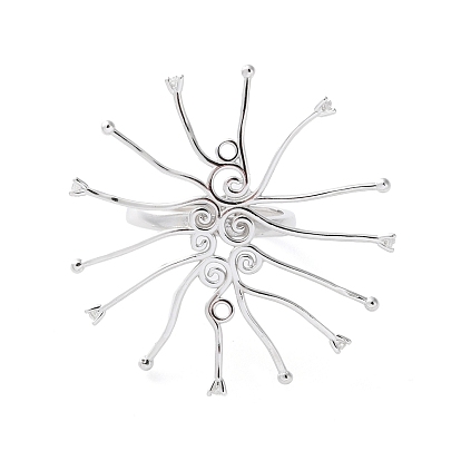 Родиевое покрытие 925 стерлинговое серебро регулируемые компоненты кольца для женщин, с микро проложить кубического циркония