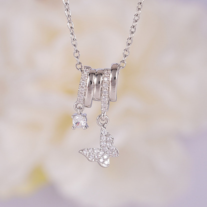 Женские кулоны-бабочки с латунным паве из прозрачного кубического циркония