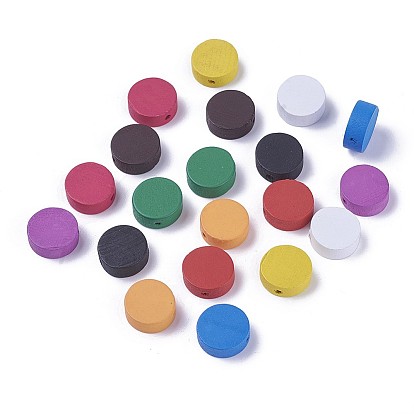 Природных шарики древесины, окрашенные, плоско-круглые