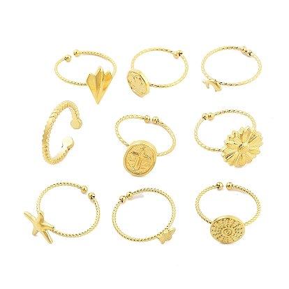 Открытые манжеты из нержавеющей стали из натуральной 18k позолоченной 304 для женщин