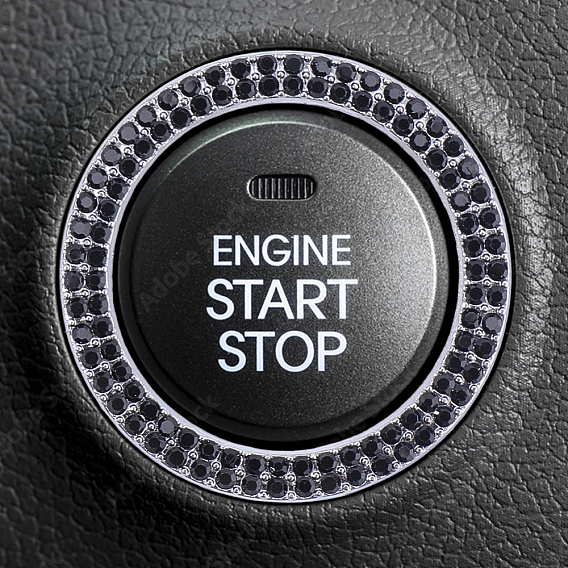 2шт. самоклеящиеся автомобильные наклейки из цинкового сплава со стразами, блестящие наклейки на ручку кнопки зажигания с кнопкой запуска двигателя, украшения для авто своими руками