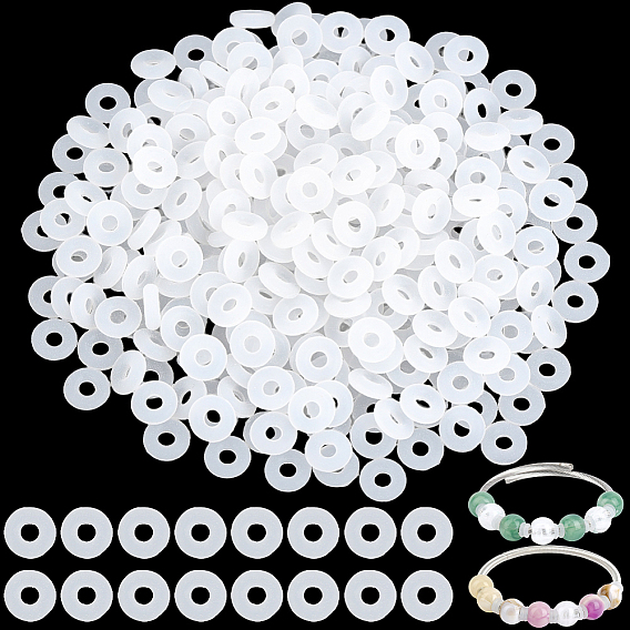 350Pcs Rubber O Rings, Donut Spacer Beads, Fit European Clip Beads