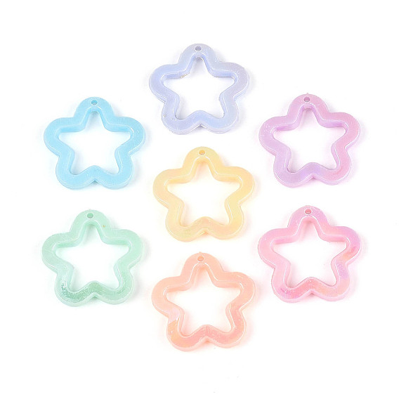 Непрозрачные акриловые подвески, с покрытием AB цвета, цветок