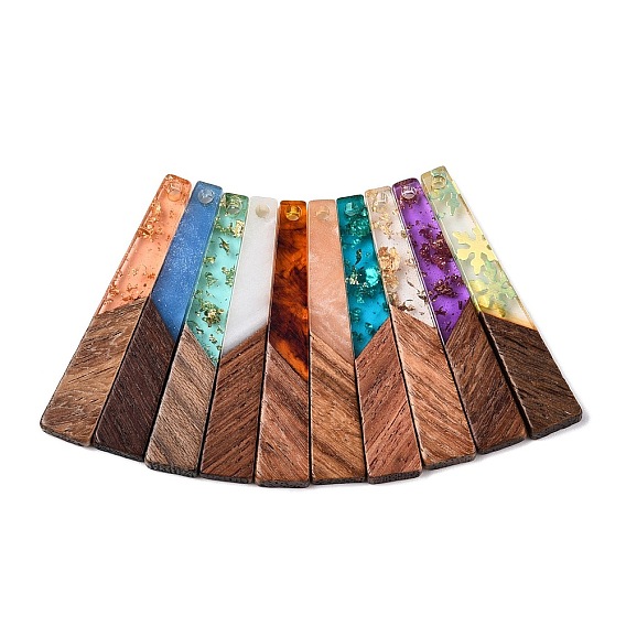 Подвески из эпоксидной смолы и орехового дерева, золотой фольгой, трапециевидные