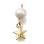 Латунные подвески, звезды прелести, стойки покрытие, долговечный, с натуральной жемчужиной, реальный 18 k позолоченный, без кадмия и без свинца