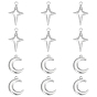 12 шт 2 стиль 304 подвески из нержавеющей стали, Луна и звезды
