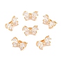SHEGRACE Brass Micro Pave Clear Cubic Zirconia Twister Clasps, Bowknot, Cadmium Free & Lead Free & Nickel Free, Long-Lasting Plated