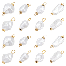 80шт. 8 стили наборы фурнитуры для изготовления ювелирных изделий, включая подвески из искусственного жемчуга и подвески-соединители из АБС-пластика, самородки, с золотыми железными штифтами с плоской головкой и 304 штифтами с ушком из нержавеющей стали