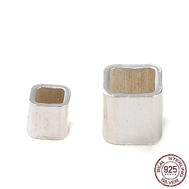 925 Sterling Silver Tube Beads, Square