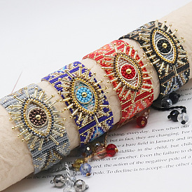Bohemian Ethnic Style Evil Eye Bracelet Handmade by Miyuki Beads for Women